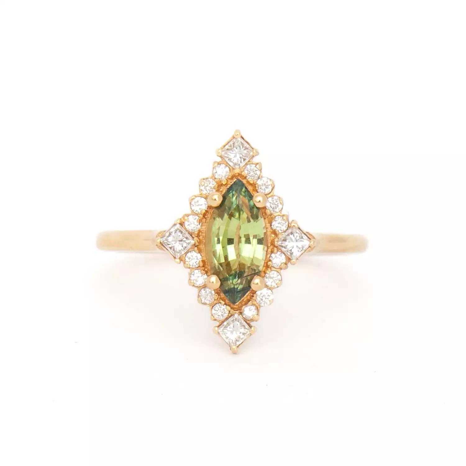 0.83 ct Green Sapphire Marie Ring