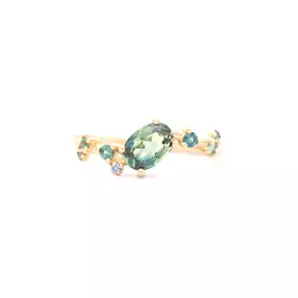 0.94 ct Australian Oval Sapphire & Tourmaline Organic Crossover Ring