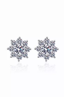 1 Ct Moissanite 925 Sterling Silver Flower Earrings