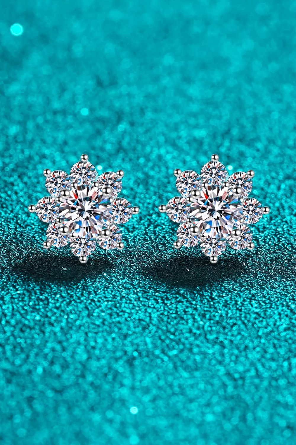 1 Ct Moissanite 925 Sterling Silver Flower Earrings