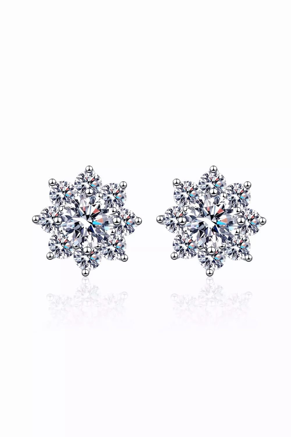 1 Ct Moissanite 925 Sterling Silver Flower Earrings