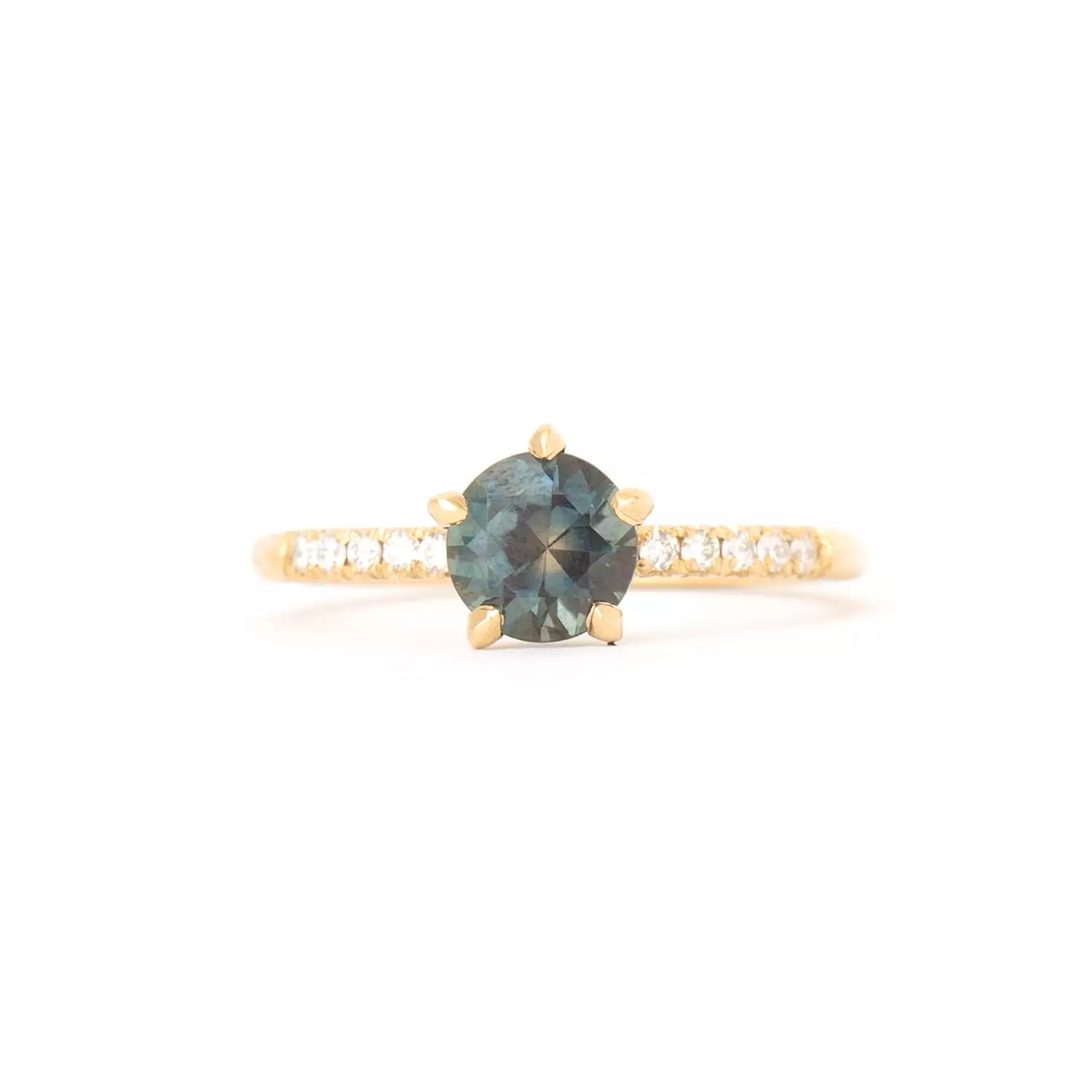 1.00 ct Teal Sapphire Pavé Vault Ring