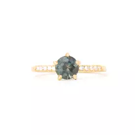 1.00 ct Teal Sapphire Pavé Vault Ring