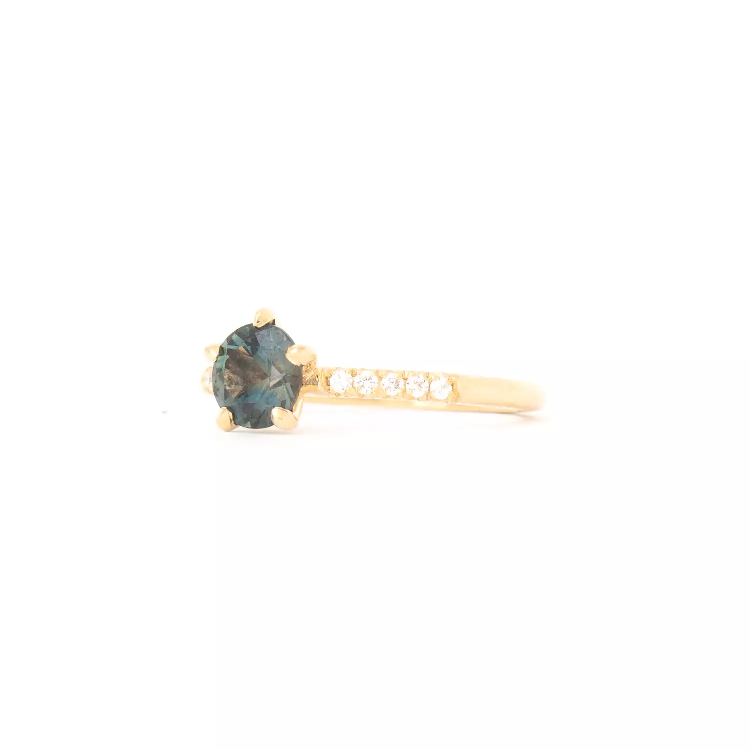 1.00 ct Teal Sapphire Pavé Vault Ring