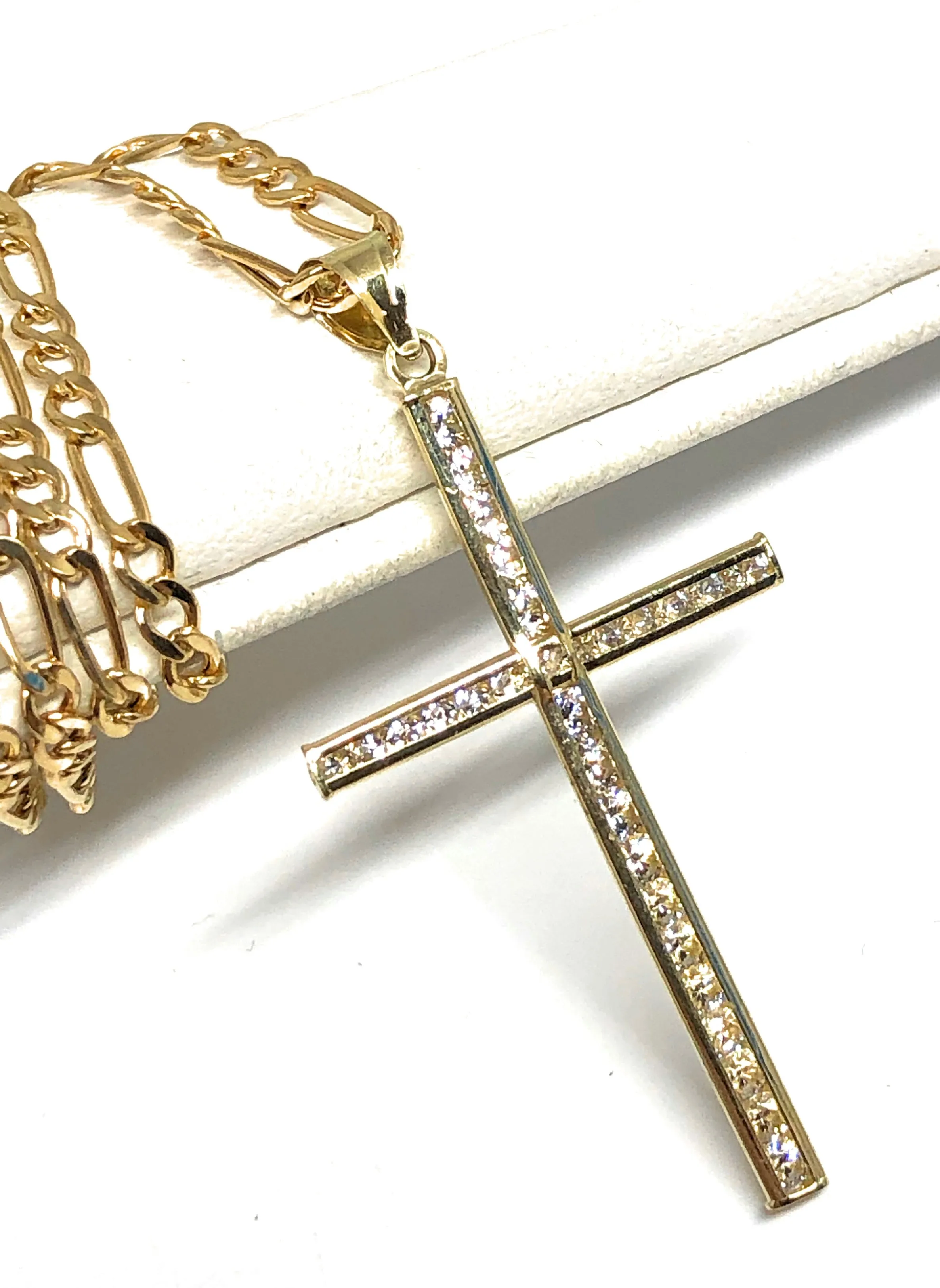 10k Solid Gold Classic Crucifix Cross CZ Pendant