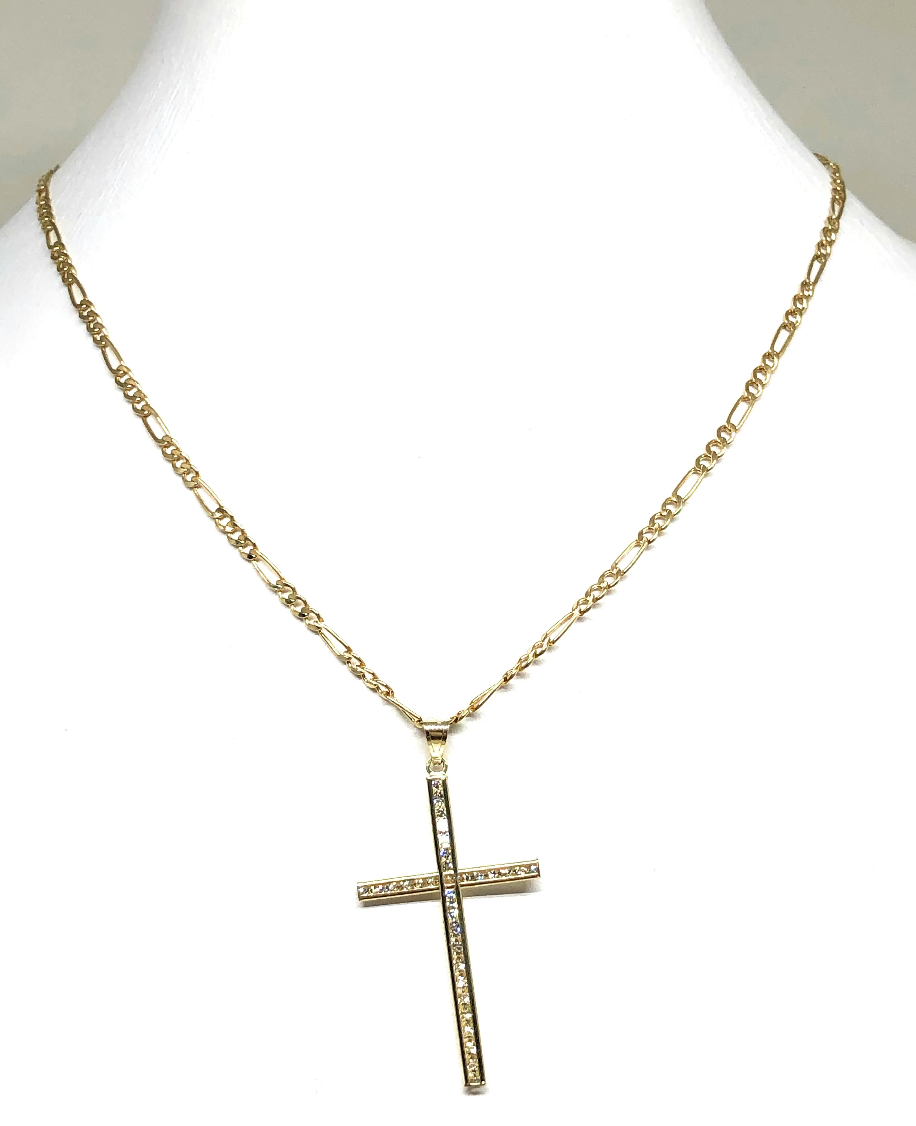 10k Solid Gold Classic Crucifix Cross CZ Pendant