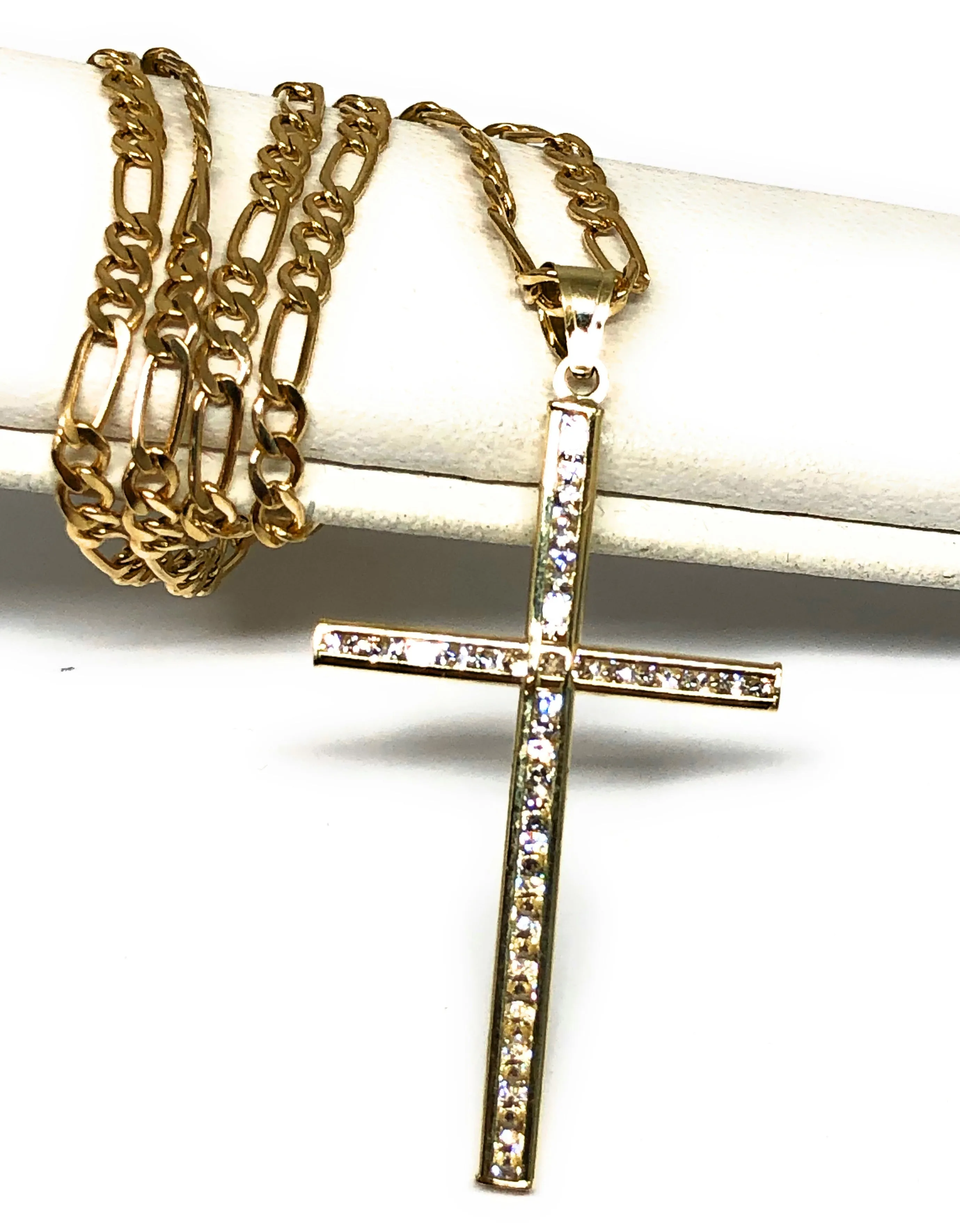 10k Solid Gold Classic Crucifix Cross CZ Pendant