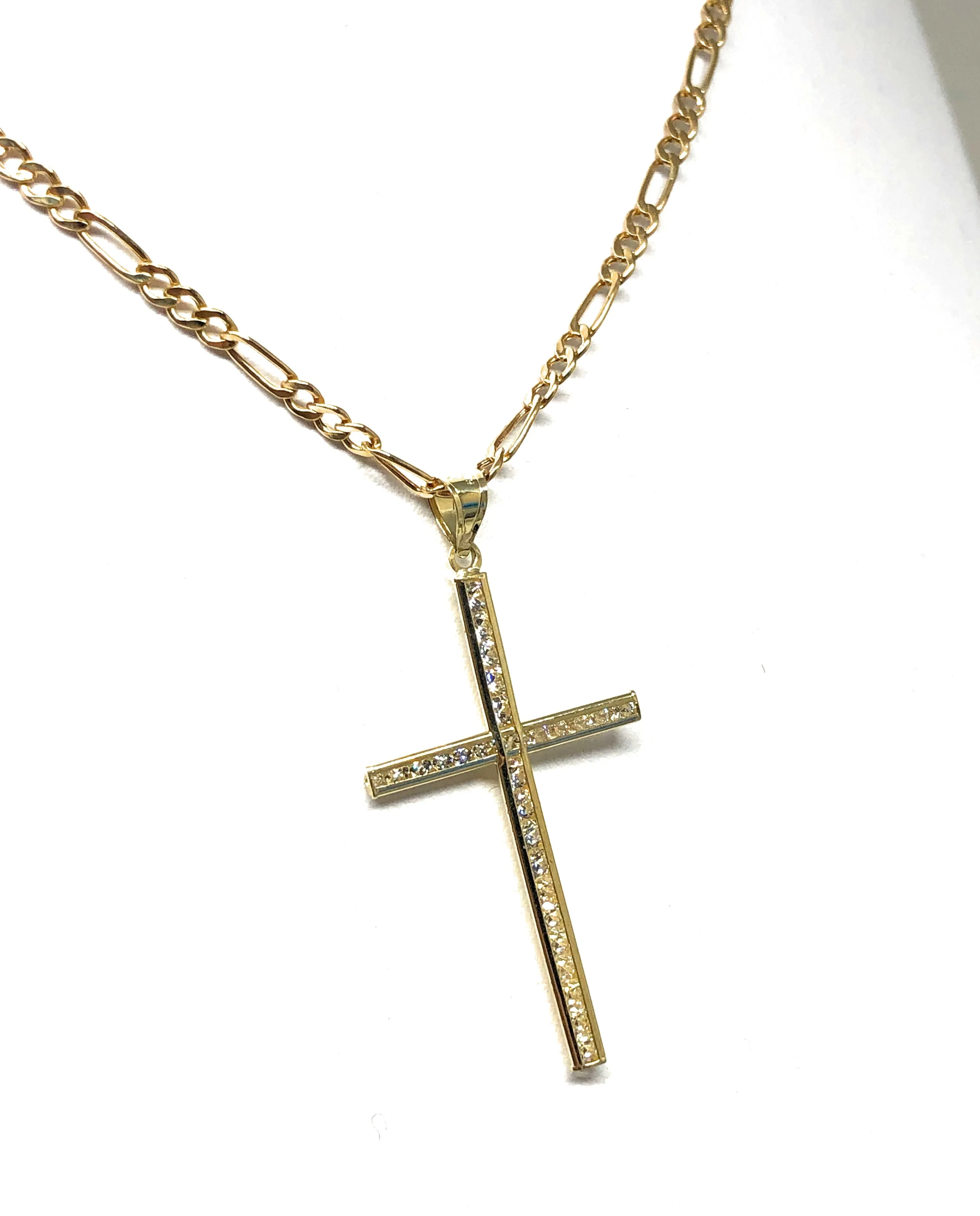 10k Solid Gold Classic Crucifix Cross CZ Pendant