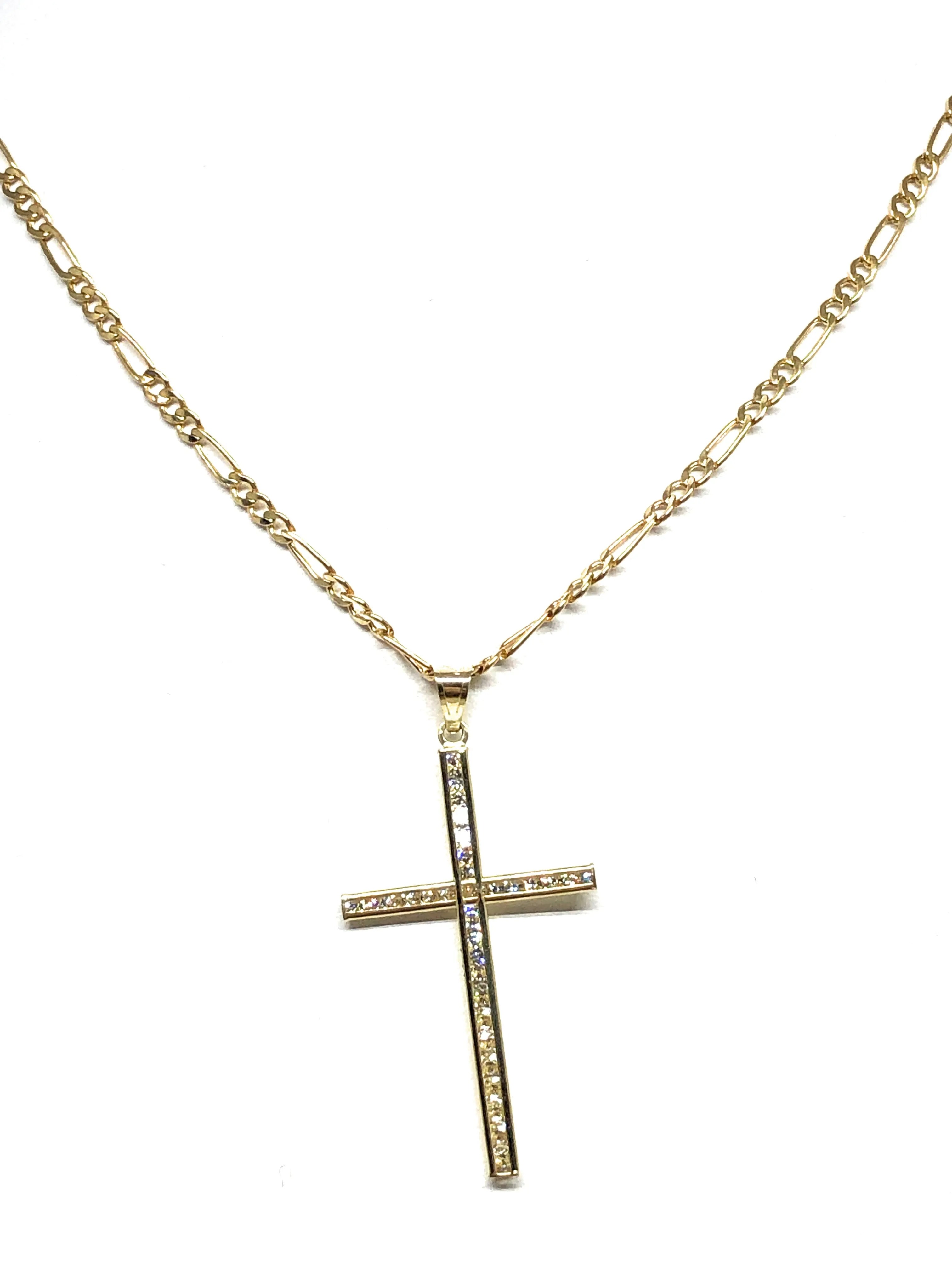 10k Solid Gold Classic Crucifix Cross CZ Pendant