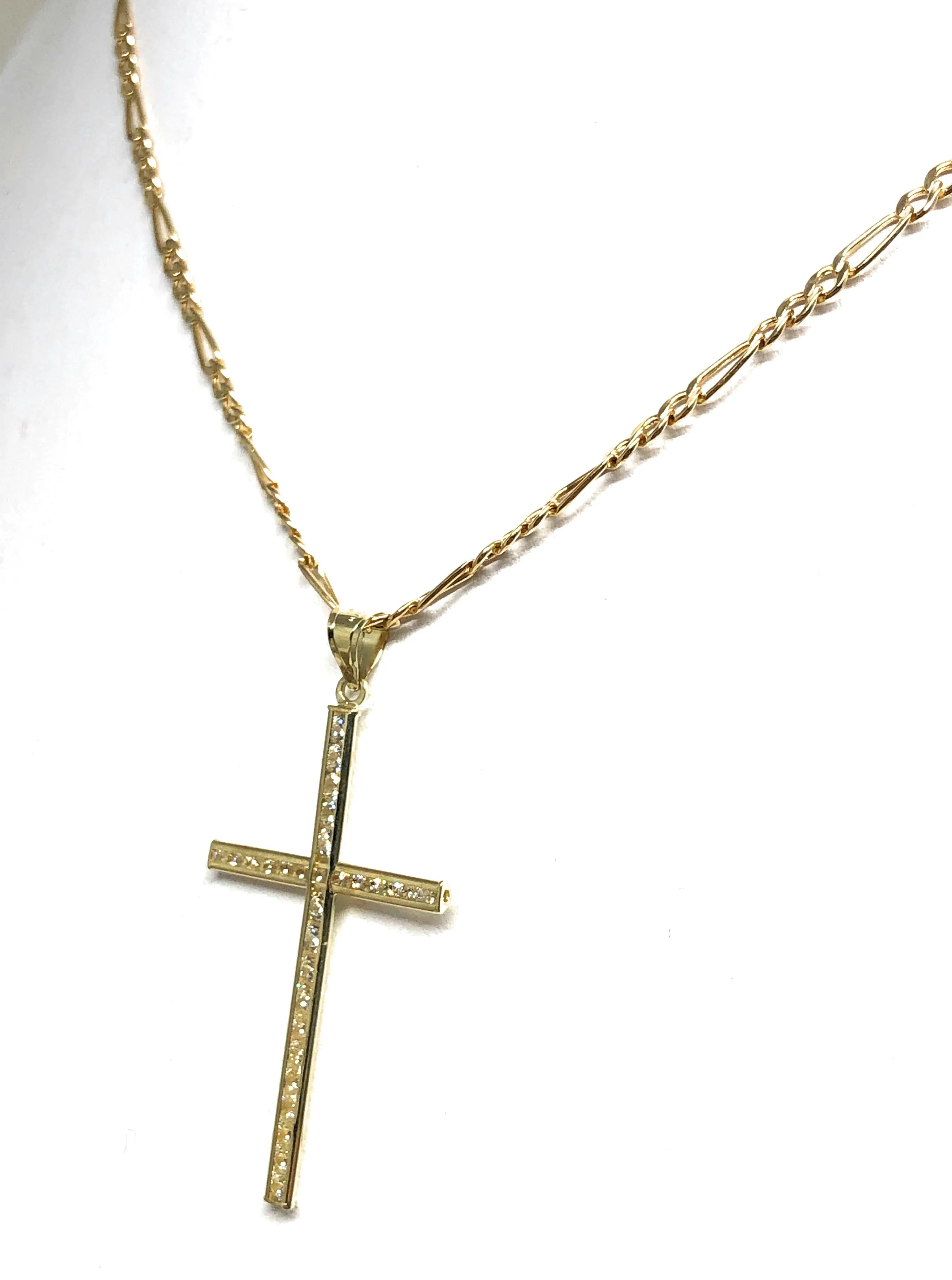 10k Solid Gold Classic Crucifix Cross CZ Pendant