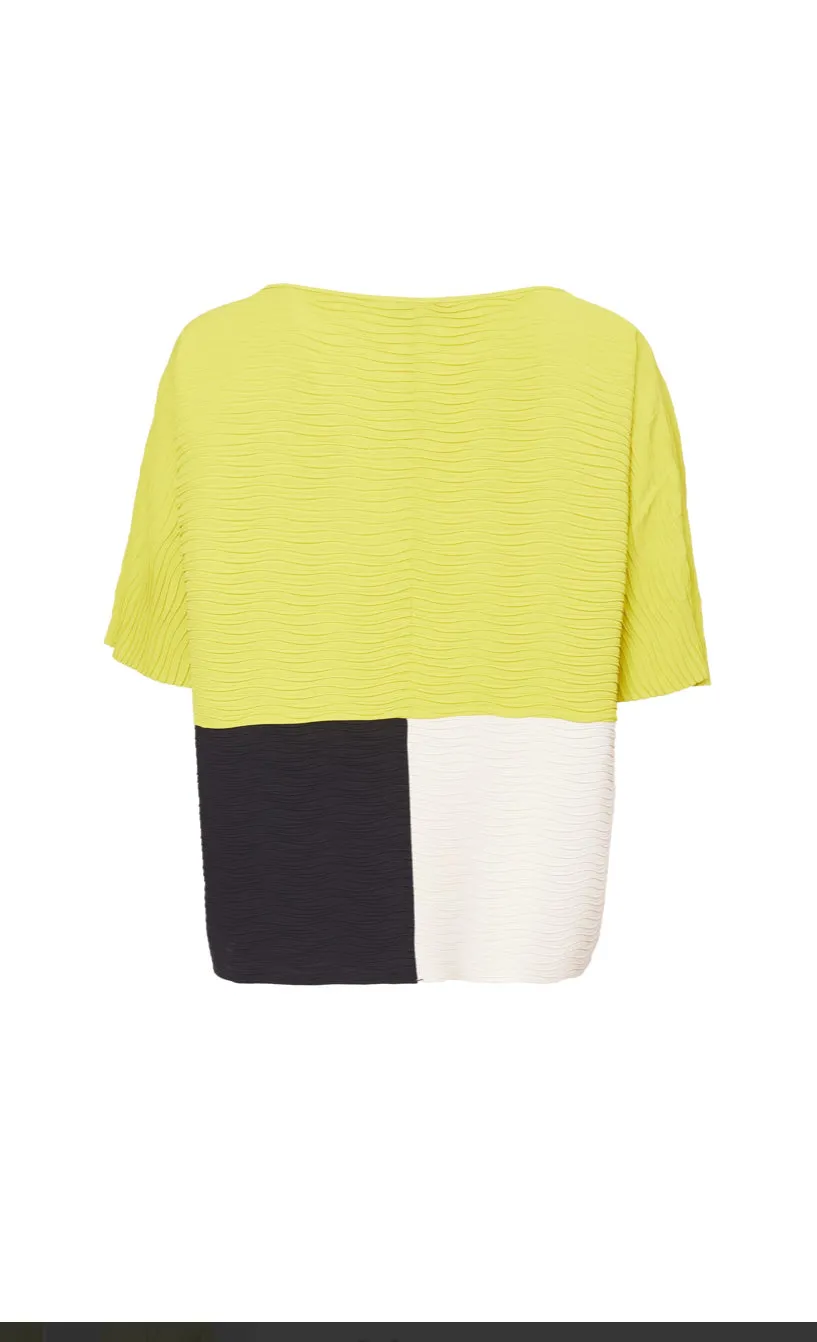 135 Pleated Wave Top Colour Block Hem-panel - Ora