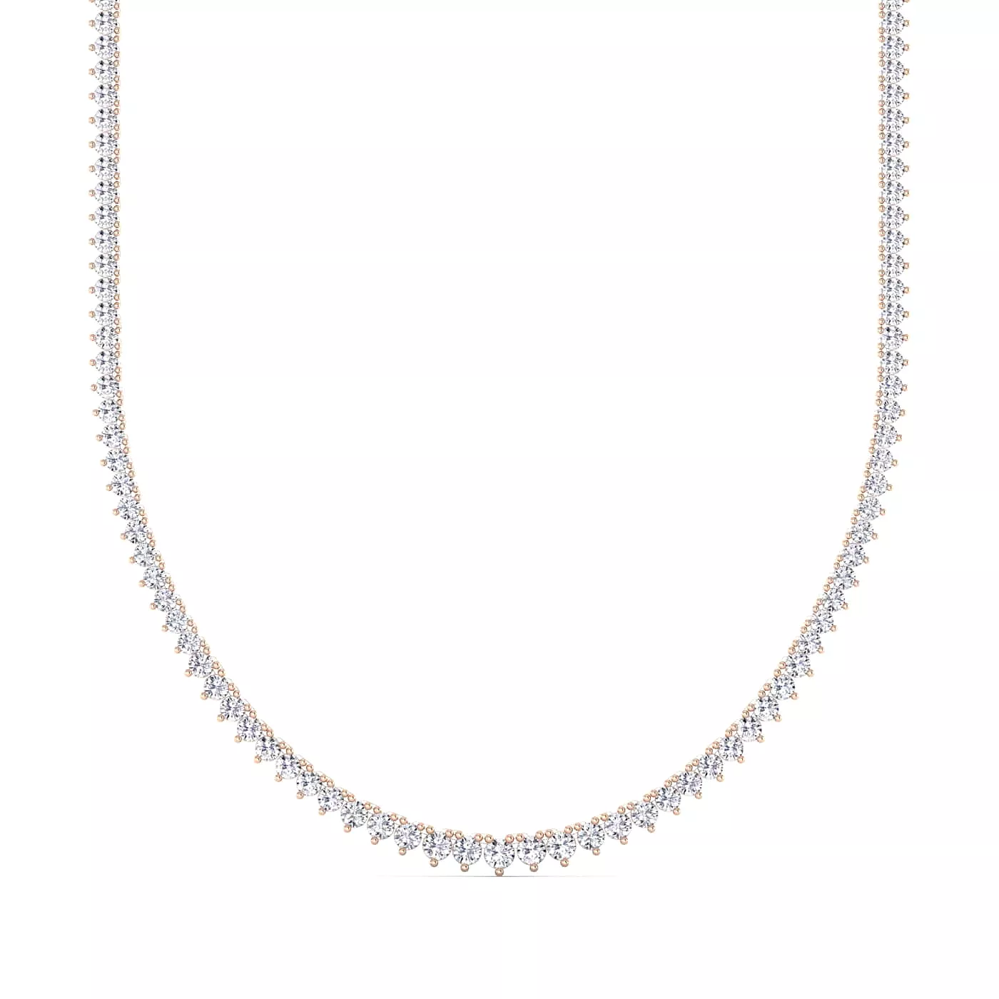 14K & 14K & 18K Gold and Diamond Tennis Necklace Graduated 3-Prong Setting, Lab Grown, 20 cts