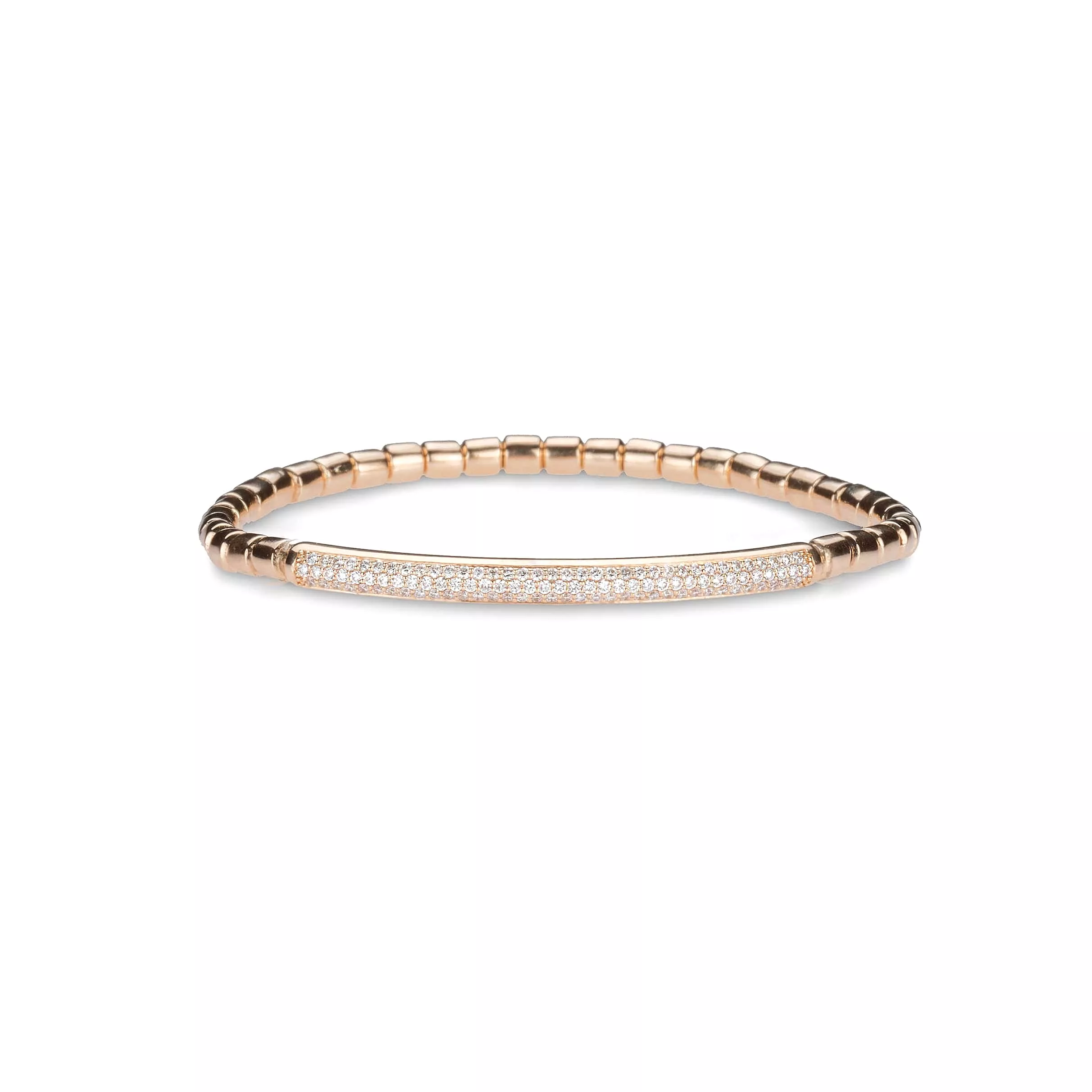 14K & 18K Gold and Three Row Micro-Pave Bar ID Stretch Bracelet