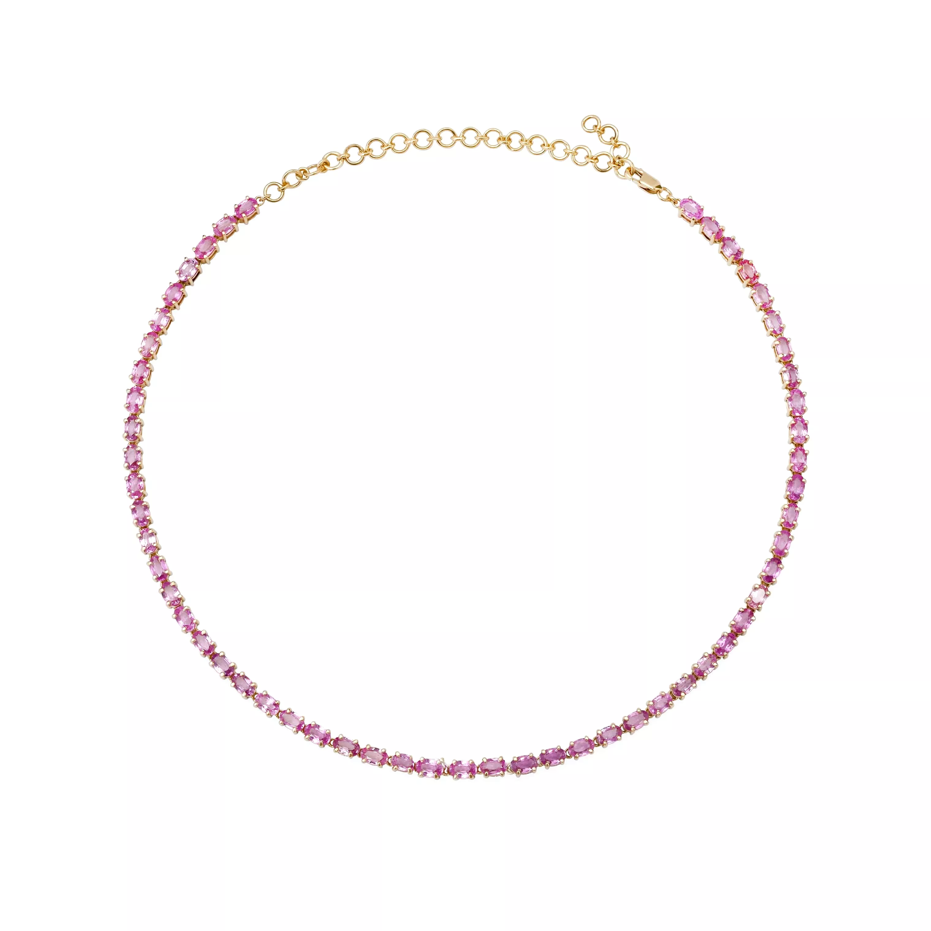 14K & 18K Gold East West Oval Pink Sapphire Necklace