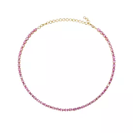 14K & 18K Gold East West Oval Pink Sapphire Necklace