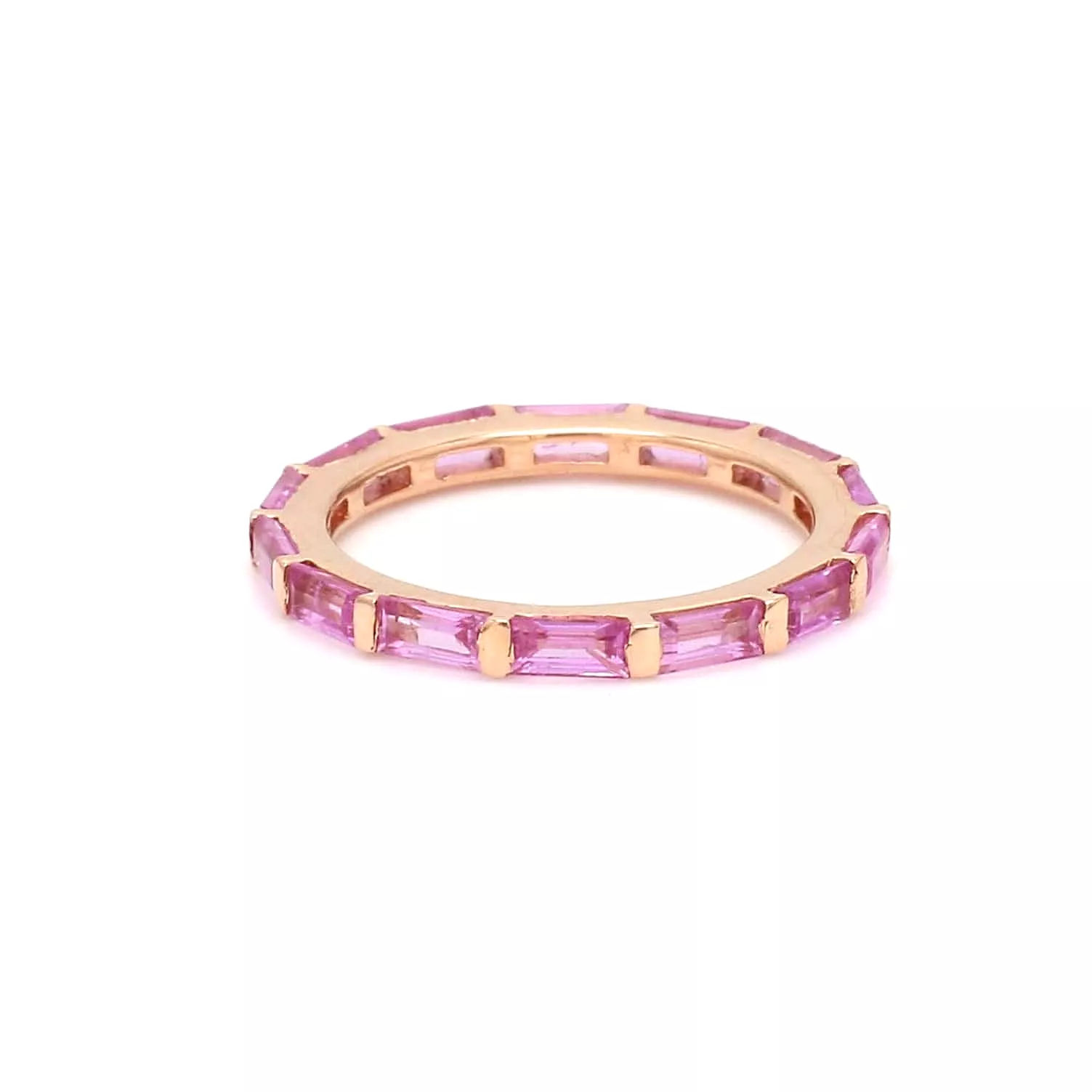 14K & 18K Gold East West Pink Sapphire Eternity Ring