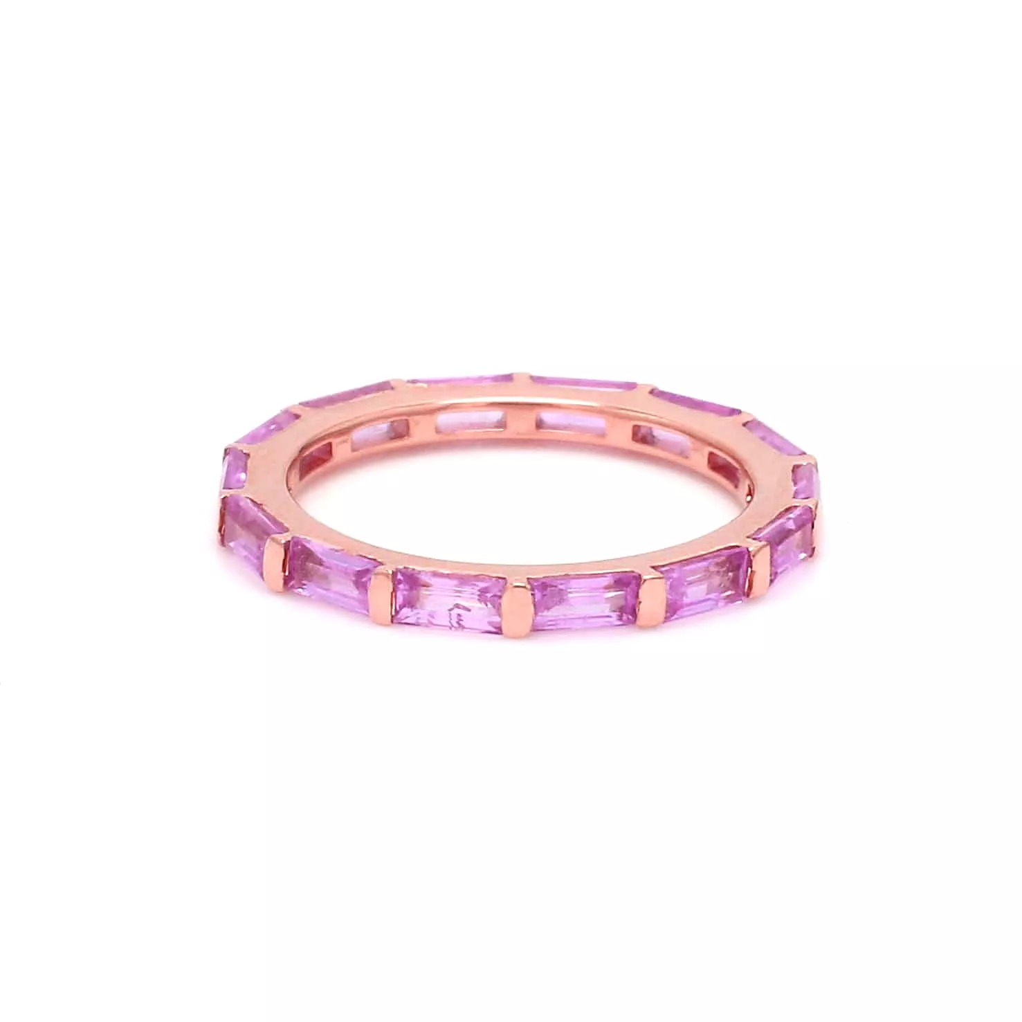 14K & 18K Gold East West Pink Sapphire Eternity Ring