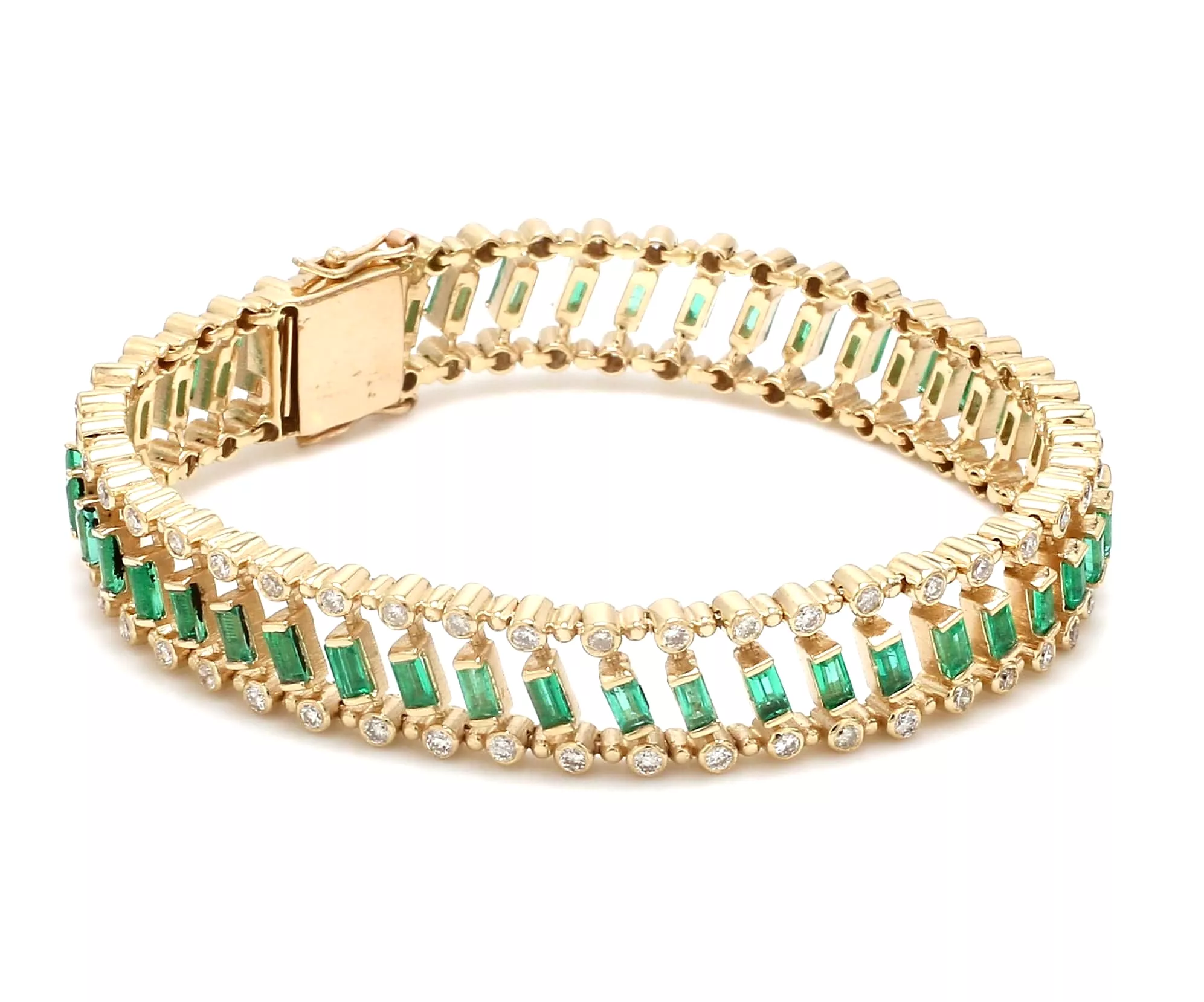 14K & 18K Gold Emerald Baguette Bracelet