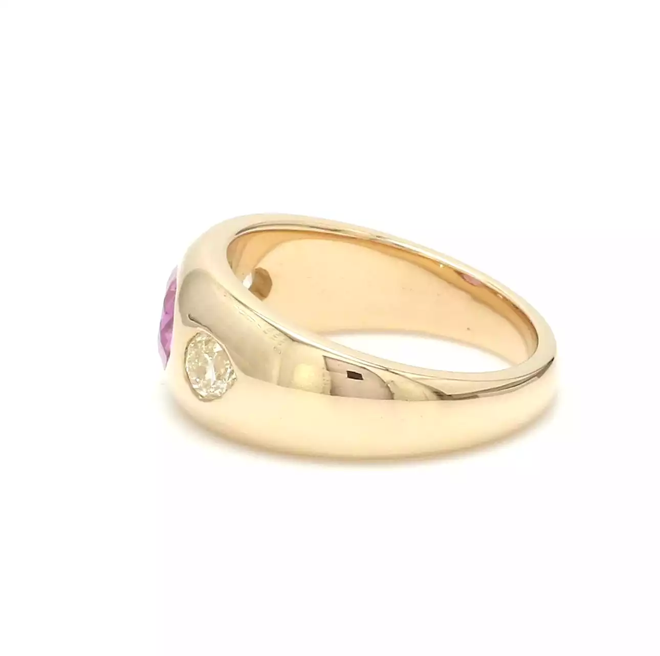 14K & 18K Gold Oval Pink Sapphire & Diamond Dome Ring