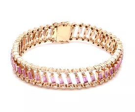 14K & 18K Gold Pink Sapphire Baguette Bracelet