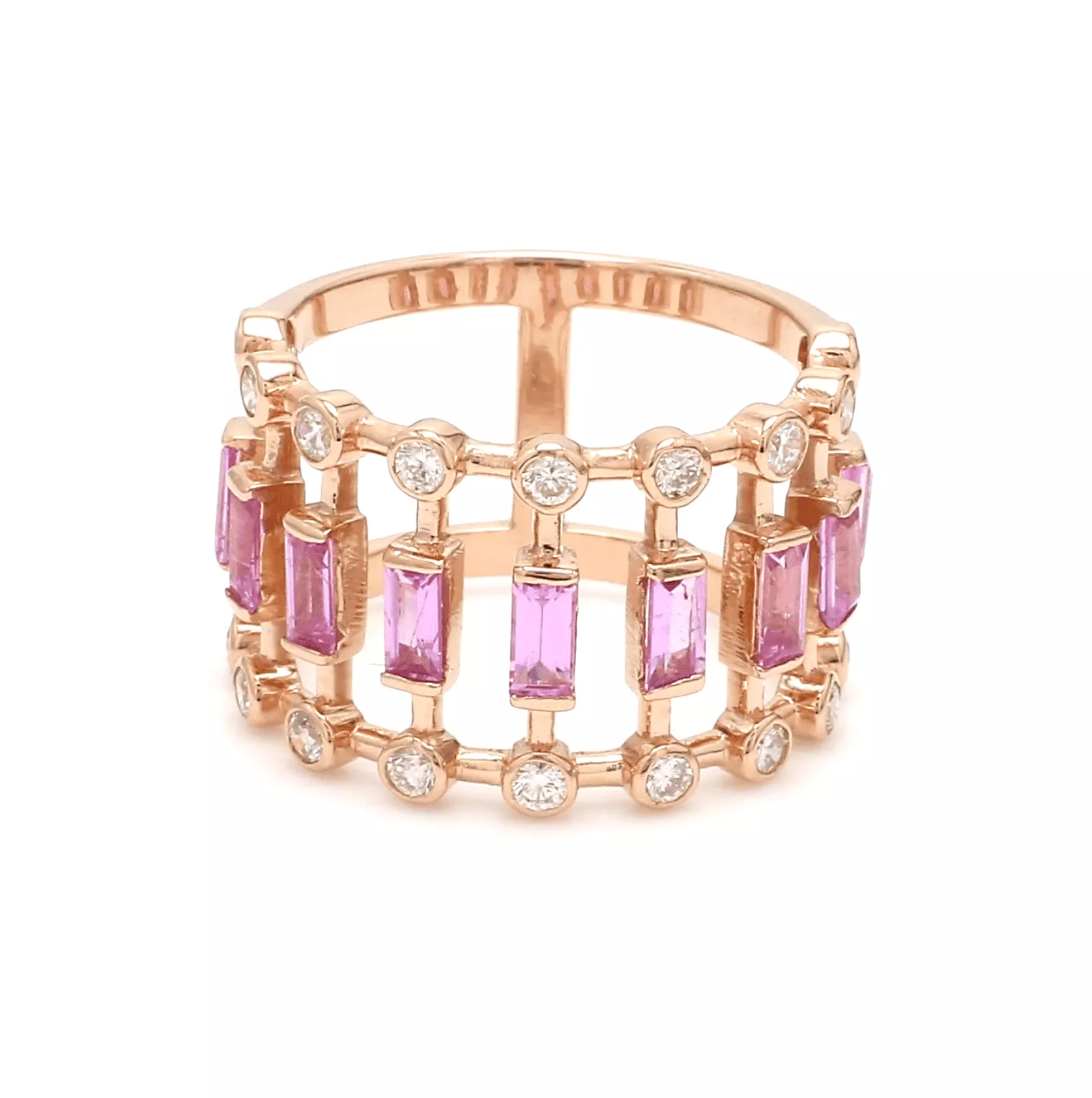 14K & 18K Gold Pink Sapphire Baguette Ring