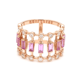 14K & 18K Gold Pink Sapphire Baguette Ring