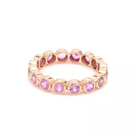 14K & 18K Gold Pink Sapphire Round Bezel Set Eternity Band