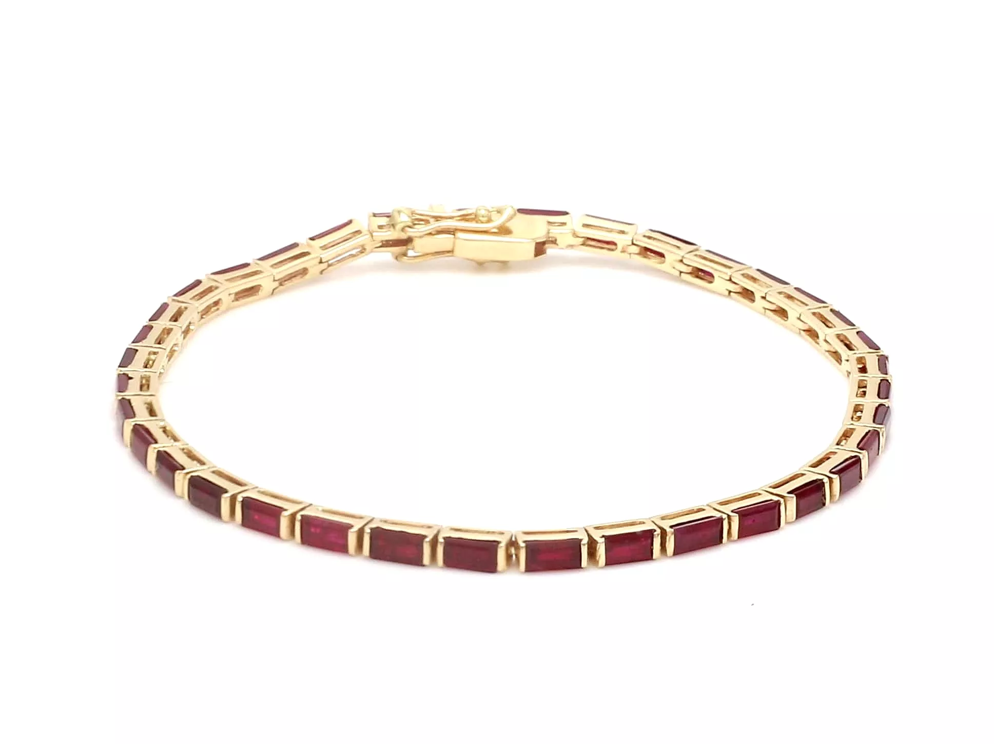 14K & 18K Gold Ruby Baguette Tennis Bracelet, East West