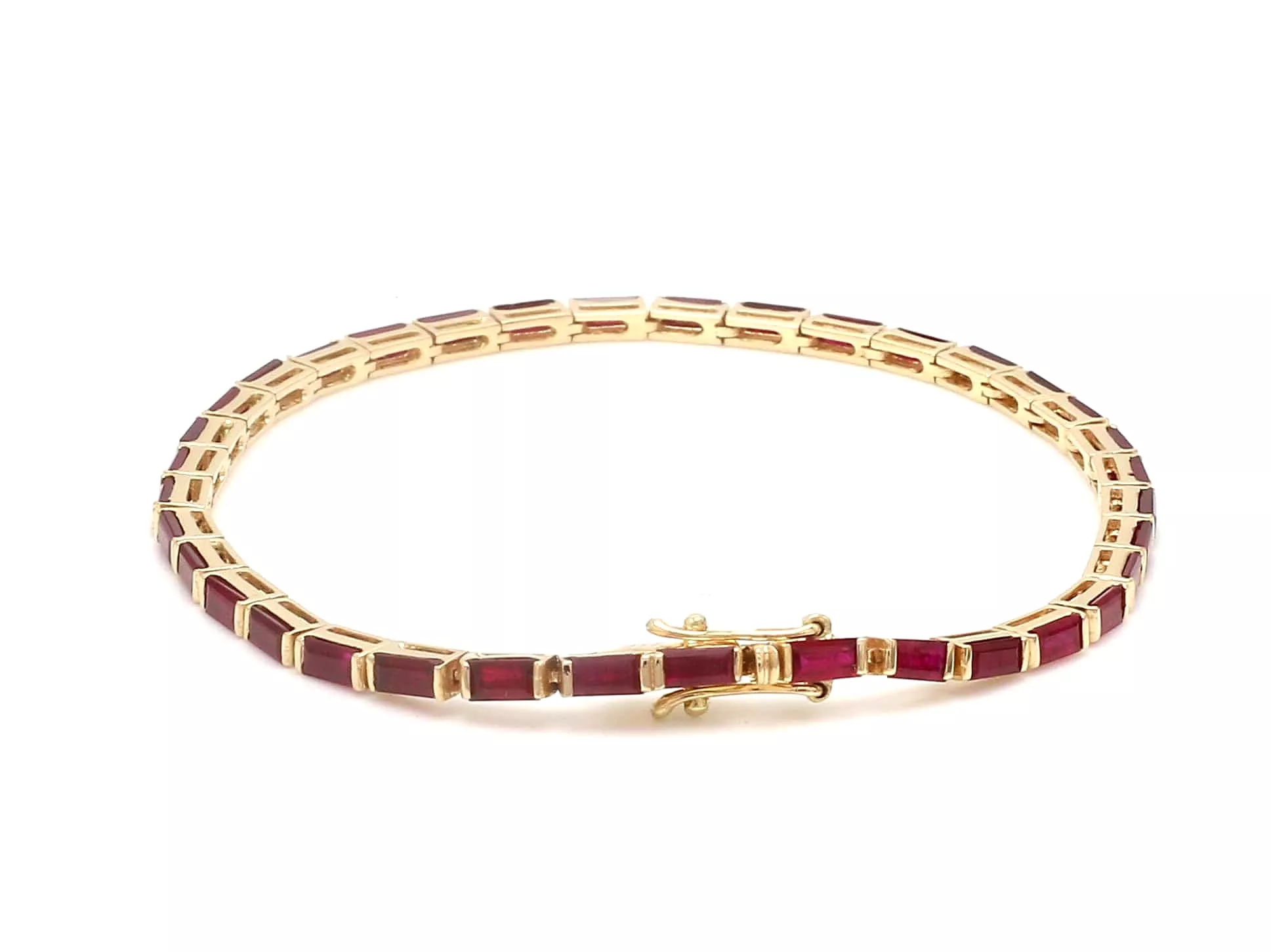 14K & 18K Gold Ruby Baguette Tennis Bracelet, East West