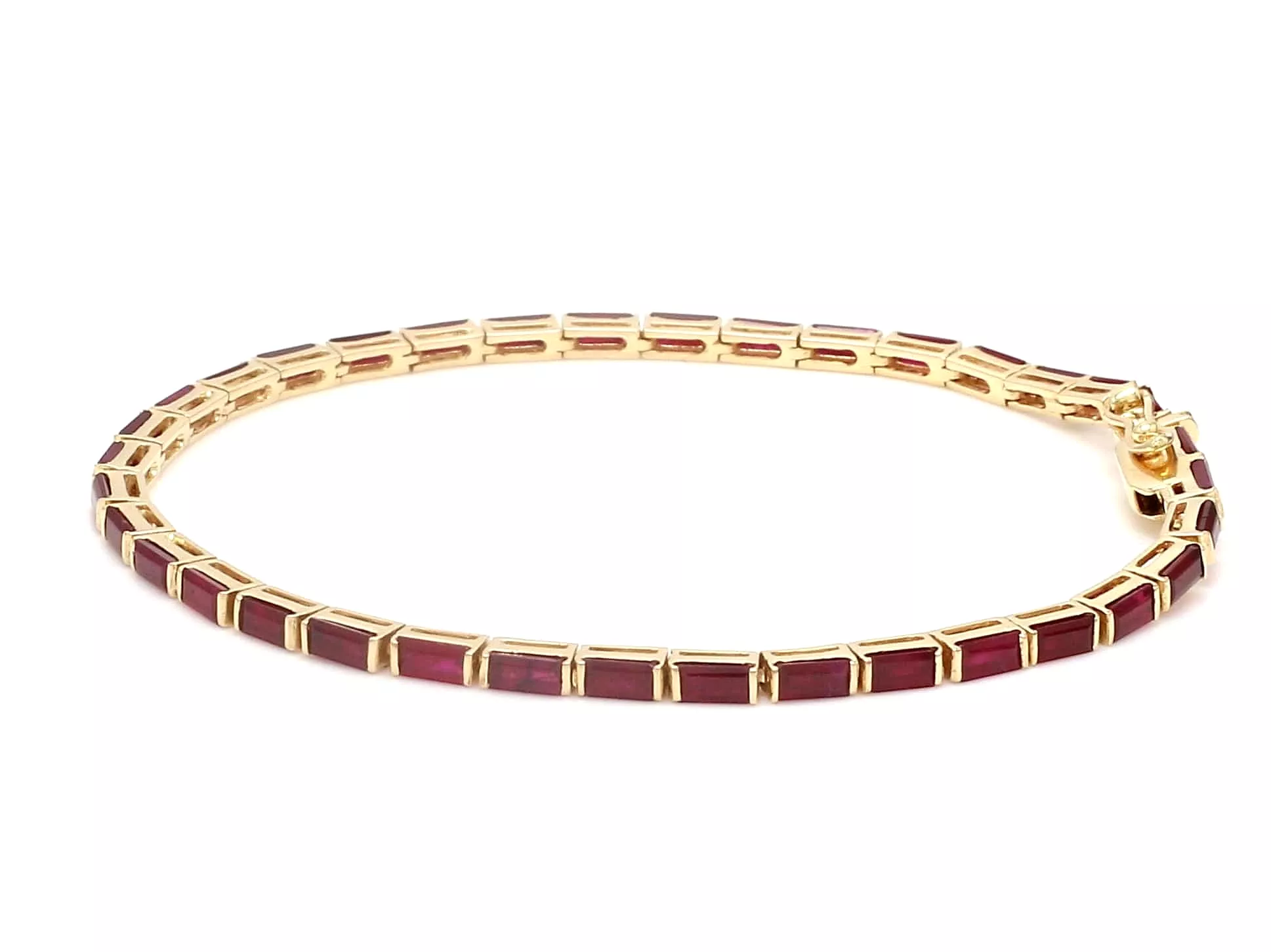 14K & 18K Gold Ruby Baguette Tennis Bracelet, East West