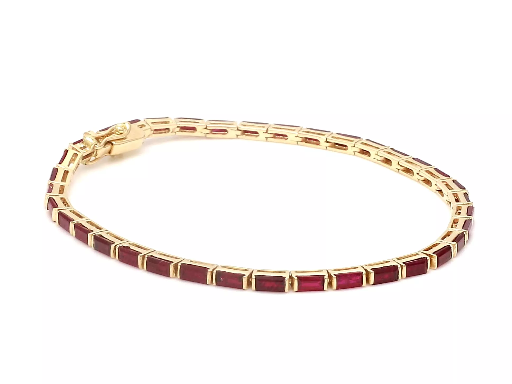 14K & 18K Gold Ruby Baguette Tennis Bracelet, East West