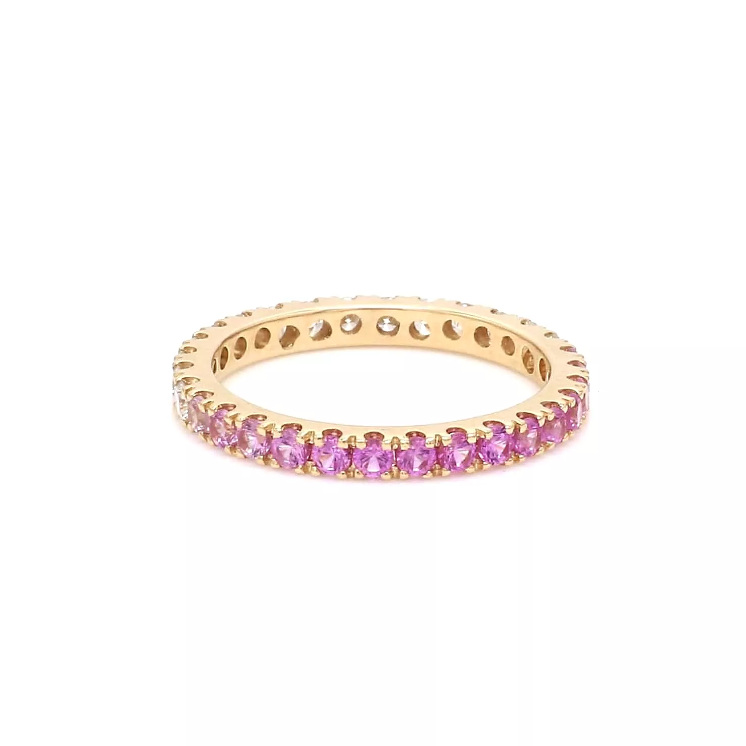 14K & 18K Ombre Pink Sapphire & Diamond Eternity Ring