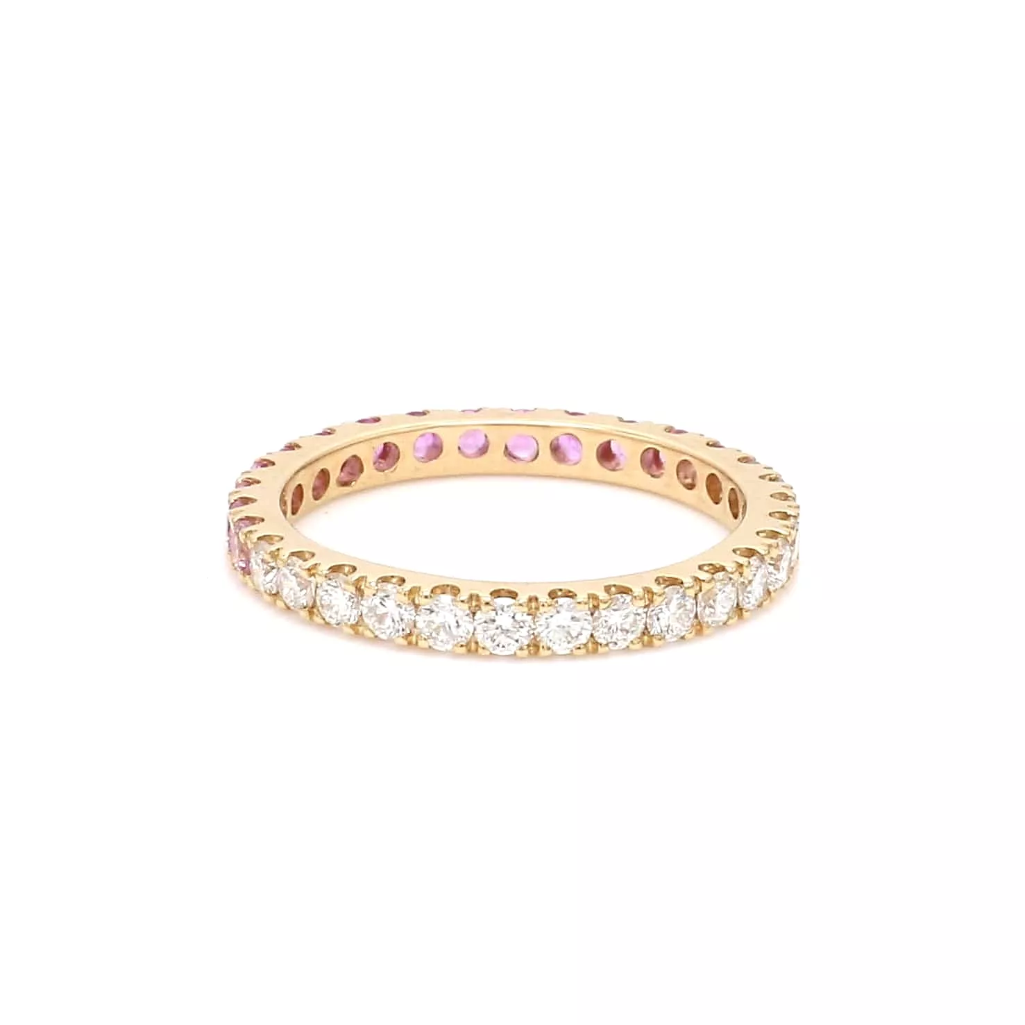 14K & 18K Ombre Pink Sapphire & Diamond Eternity Ring