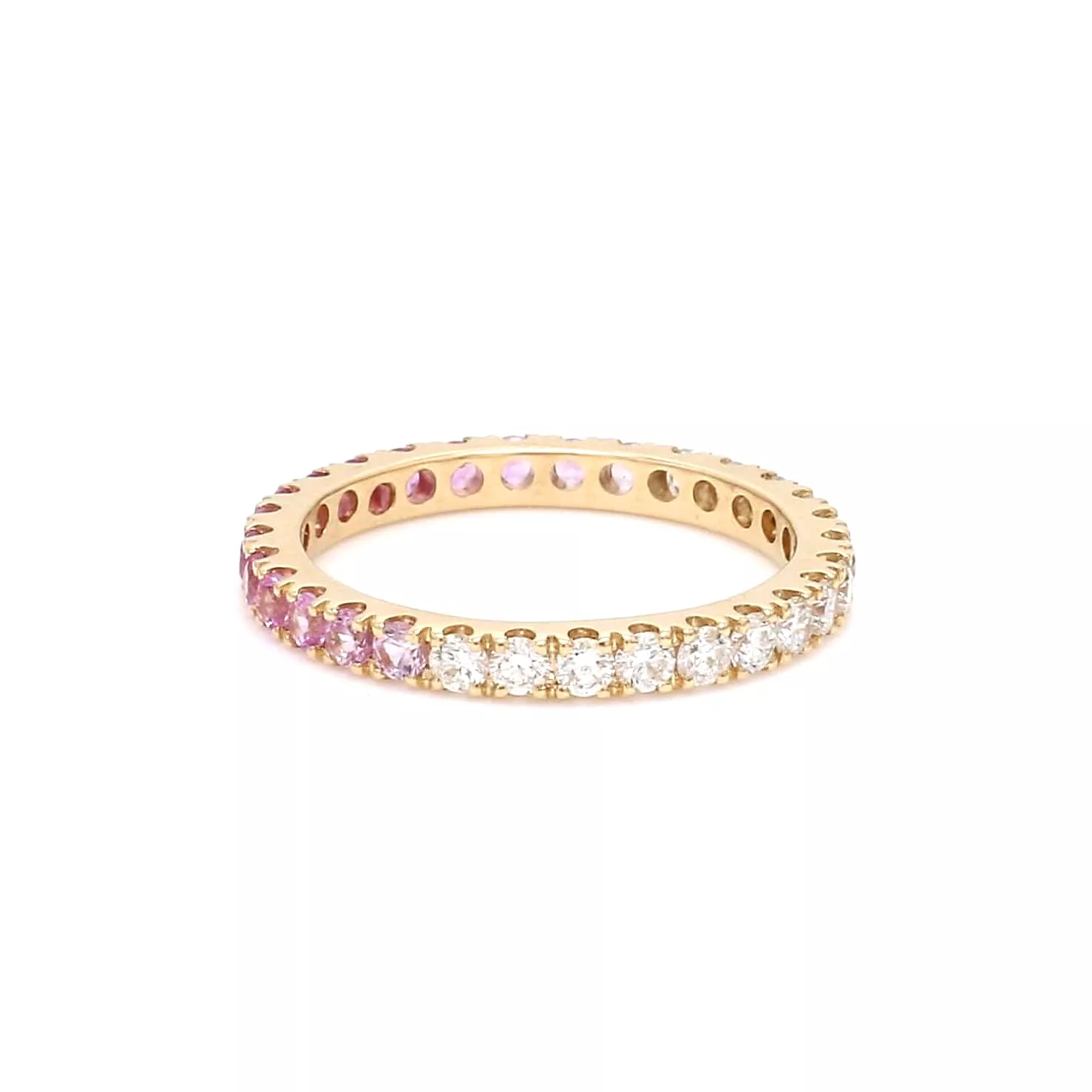 14K & 18K Ombre Pink Sapphire & Diamond Eternity Ring