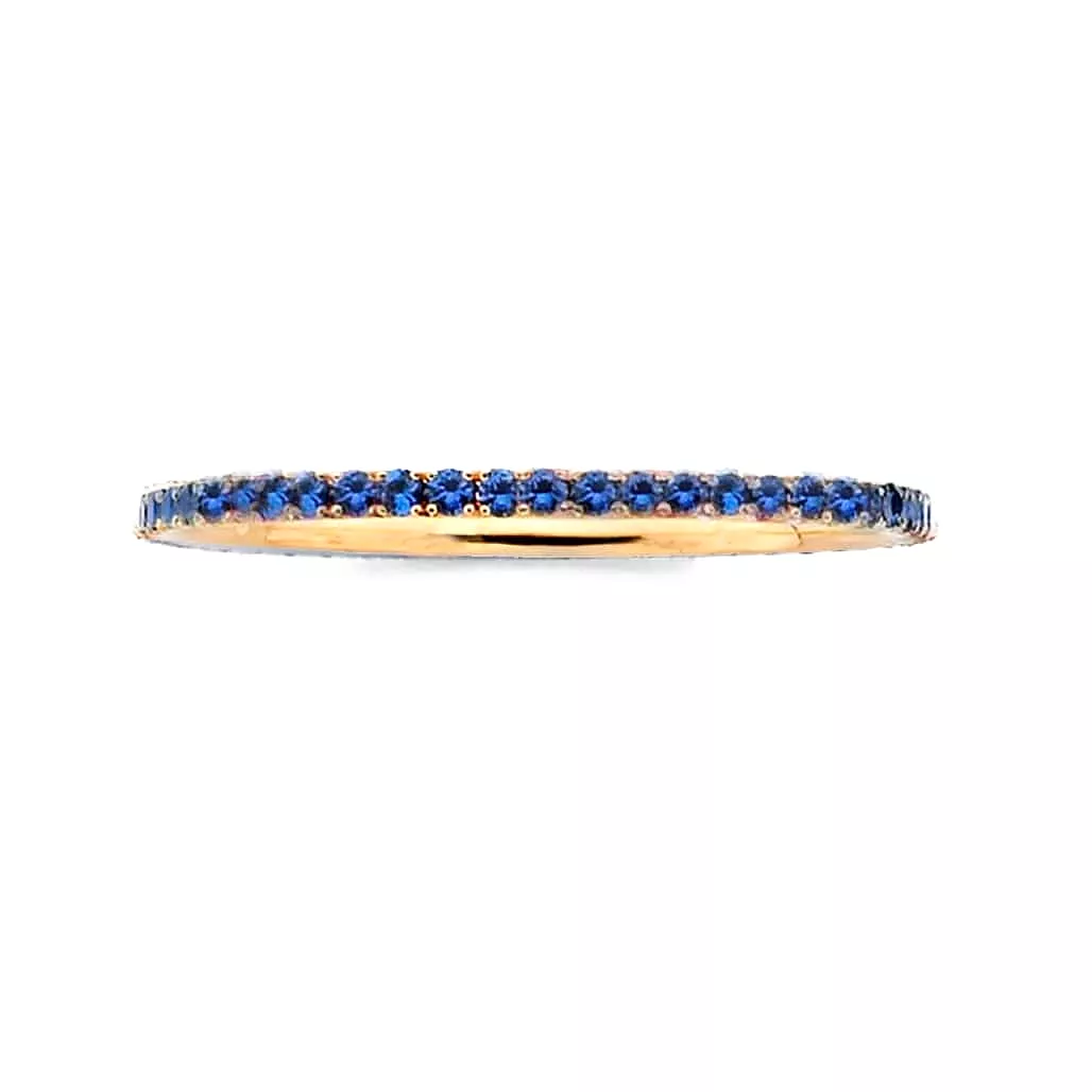 14K Gold and Blue Sapphire Eternity Stacking Rings