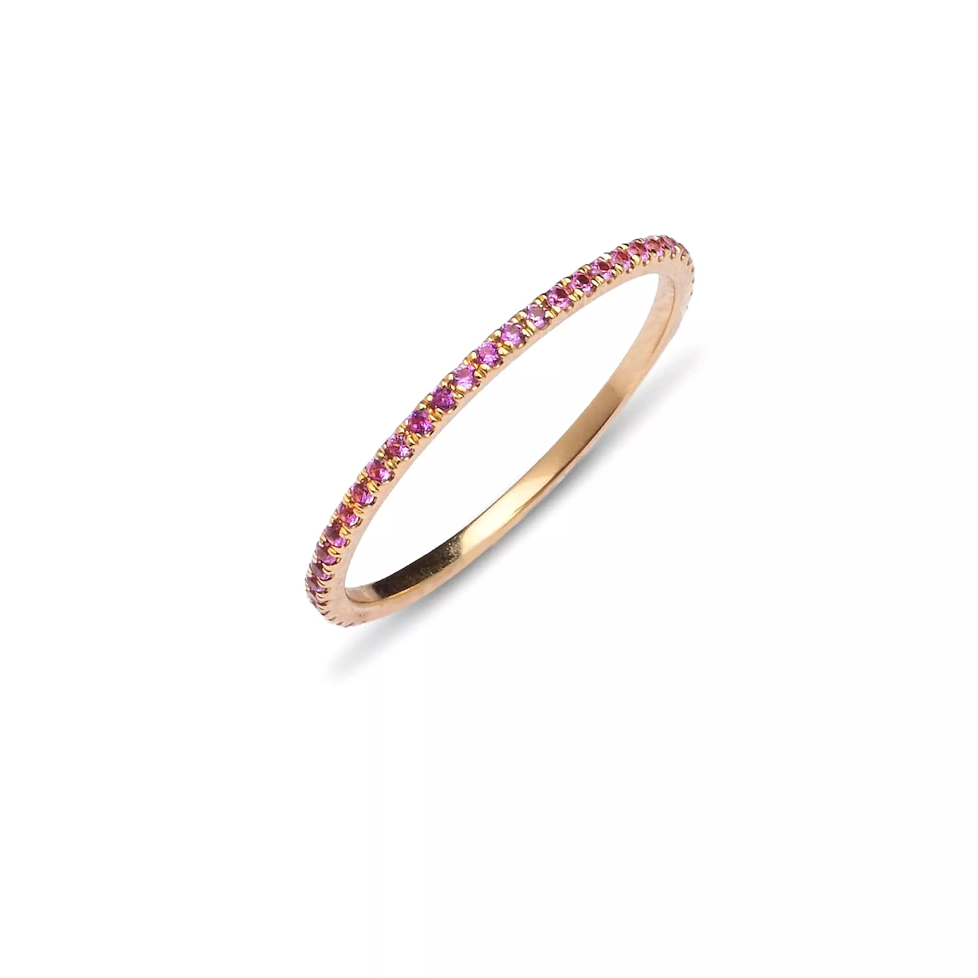 14K Gold and Pink Sapphire Eternity Stacking Rings