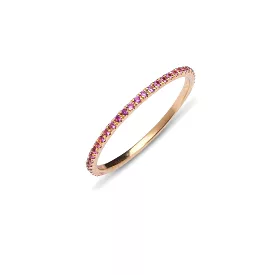 14K Gold and Pink Sapphire Eternity Stacking Rings