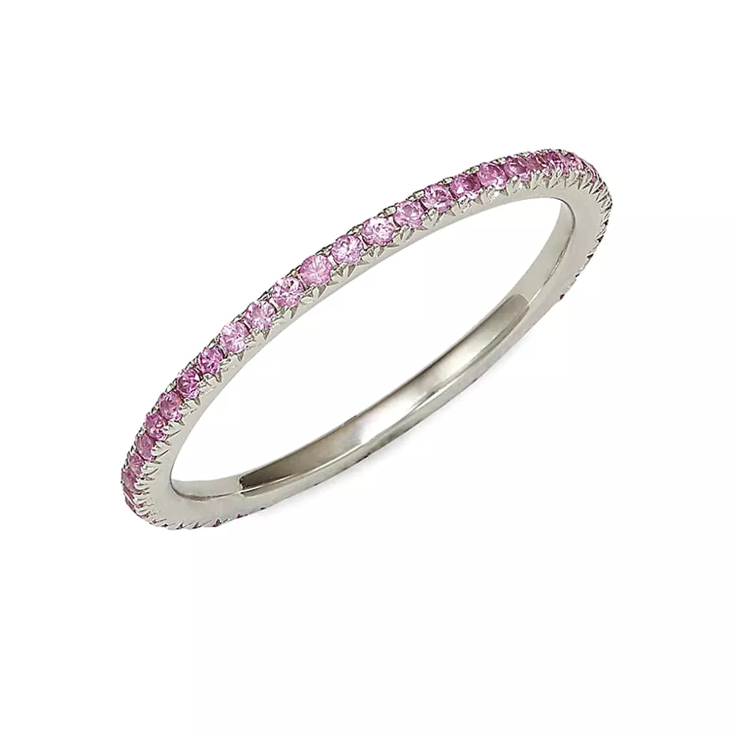 14K Gold and Pink Sapphire Eternity Stacking Rings