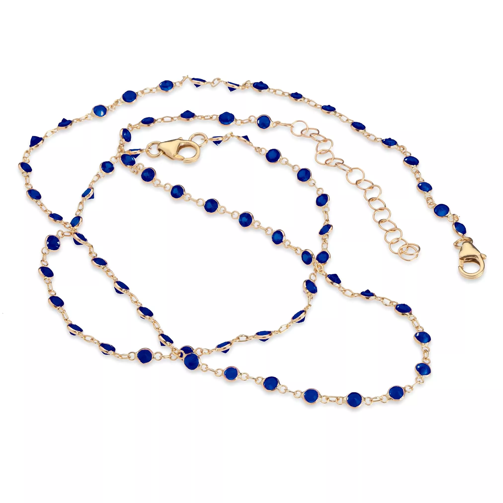 14K Gold Blue Sapphire Strand Necklace