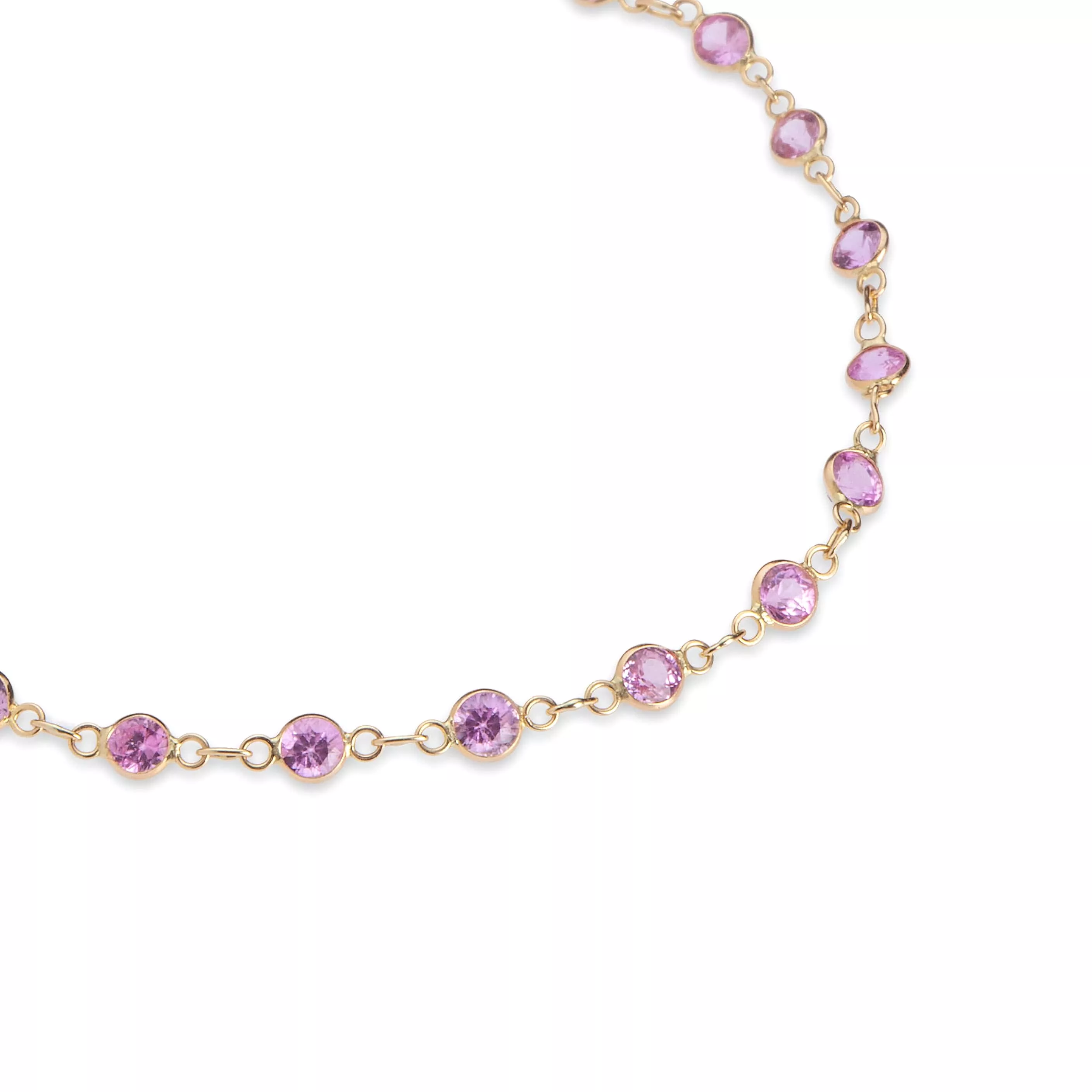 14K Gold Pink Sapphire Strand Necklace