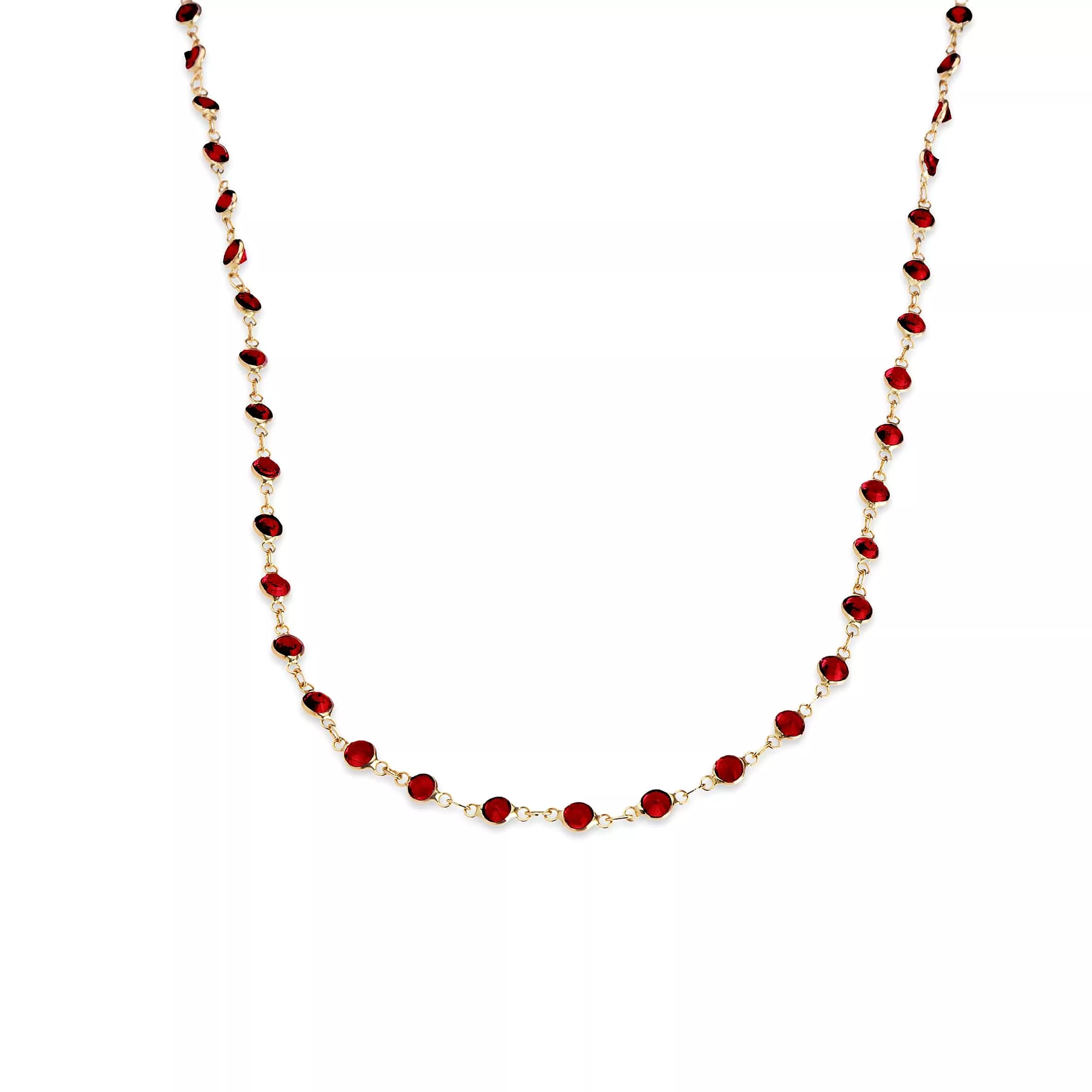 14K Gold Ruby Strand Necklace