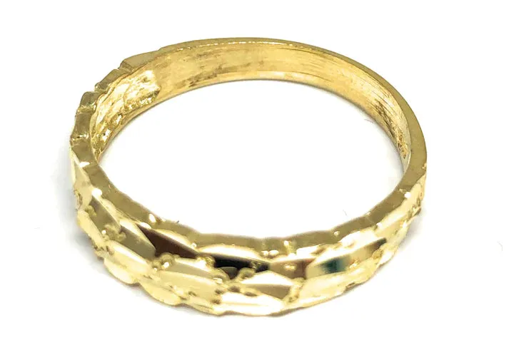 14k Solid Gold Yellow Classic Nugget Band Ring