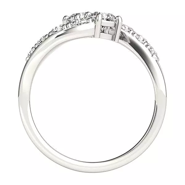 14k White Gold Two Stone Overlap Design Diamond Ring (1 cttw)