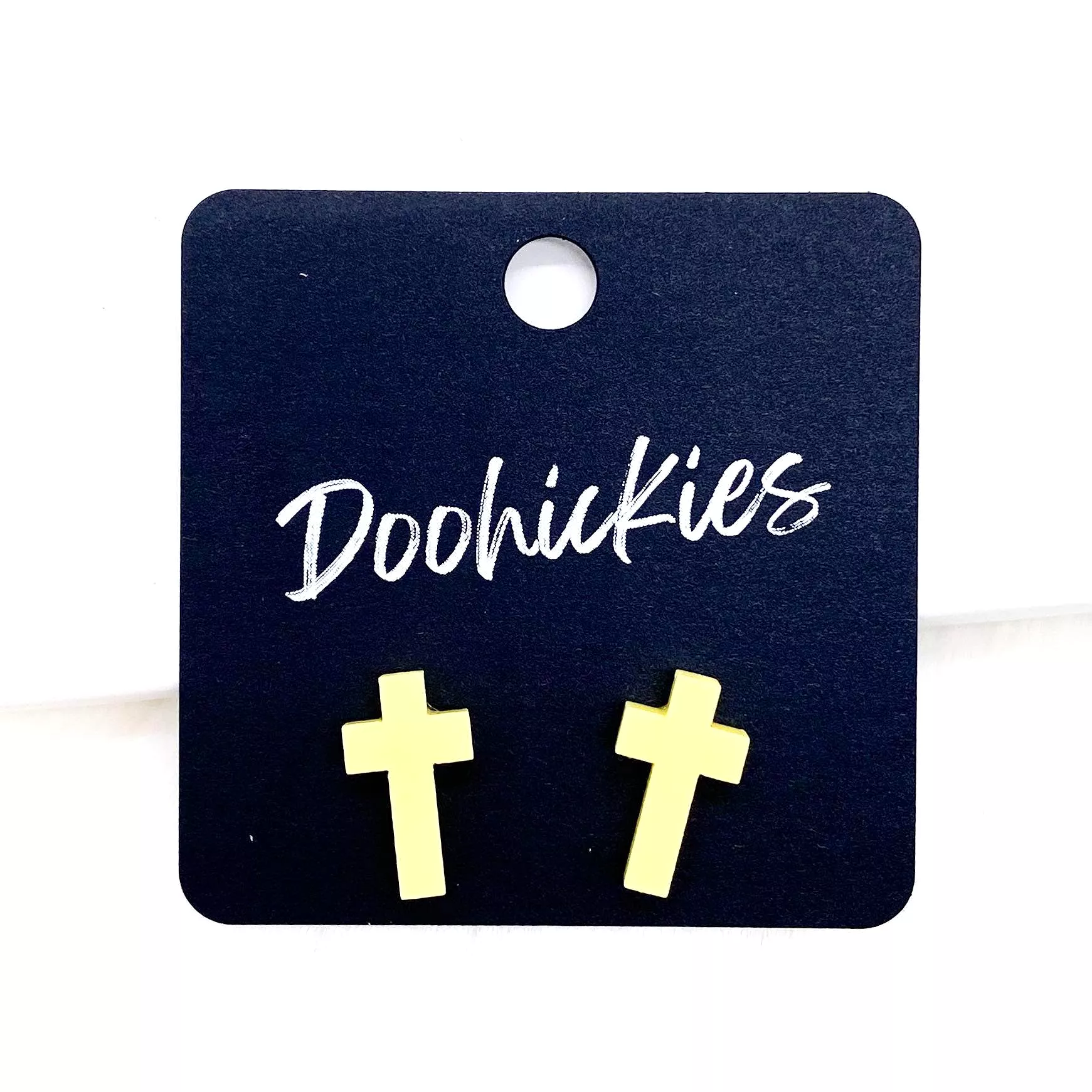 16mm Yellow Pastel Cross Stud Earrings