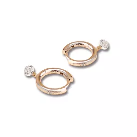 18K Gold Drilled Diamond and Single Diamond Huggie Hoops Earrings