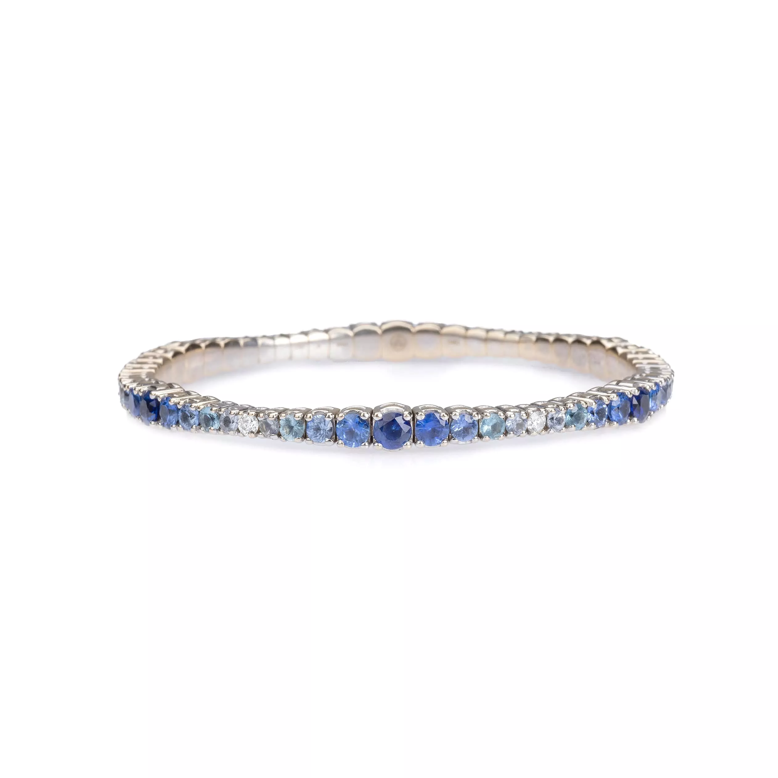 18K Gold Stretch & Stack Blue Sapphire and Diamond Ombre Tennis Bracelet