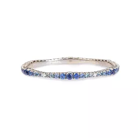 18K Gold Stretch & Stack Blue Sapphire and Diamond Ombre Tennis Bracelet