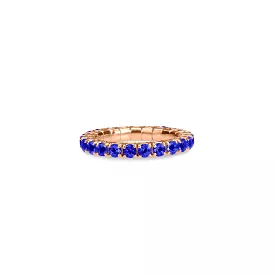 18K Gold Stretch & Stack Blue Sapphire Eternity Rings, .6-3.0 Carats