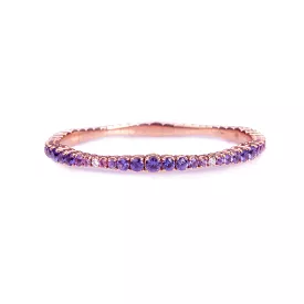 18K Gold Stretch & Stack Diamond, Purple and Lavender Sapphire Ombre Tennis Bracelet