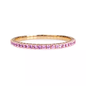 18K Gold Stretch & Stack Pink Sapphire Tennis Bracelet, 8.55-18 Carats